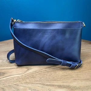 Portland Leather Goods Poppy Purse Classic Cowboy Blue Smooth Leather Crossbody - Picture 1 of 13