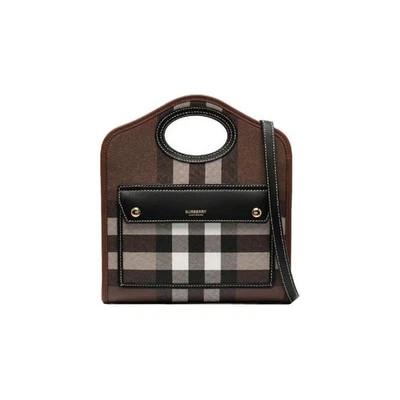 Bolso de hombro para mujer Burberry de algodón bloqueado de color con patrón de cuadros 9x2,4 x 10,4 pulgadas Foto 1 de 4