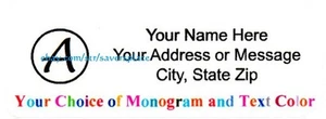 60 Stück Personalisierte Monogramm Rücksende-/Versandadresse Etiketten - 1" x 2,625" - Bild 1 von 6