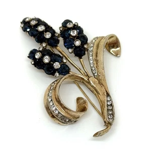 Corocraft Sterling Catail Brosche mit Saphir farbigen Steinen signiert - Bild 1 von 6