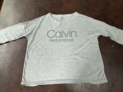 Size M CALVIN KLEIN Performance Wick T-Shirt Cropped Gray - Image 1 of 4