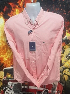 Crown & Ivy Mens Coral Shell Button Down Shirt Checkered Long Sleeve Size Medium - Picture 1 of 8