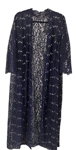 Romans ~ Sequined MIDI 3/4 Sleeve Kimono / Jacket ~ Navy Blue Lace ~ Size 20W - Picture 1 of 5