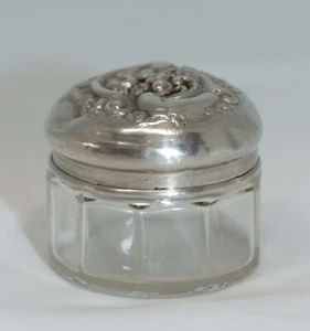 Antique Sterling Silver Dressing Table Rouge Pot - Chester 1909 H Williamson af - Picture 1 of 18