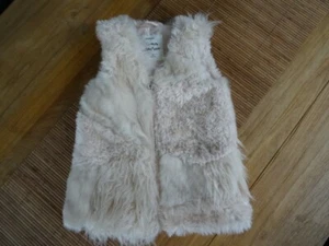 Zara girl's Pale Pink Faux Zip Front Fur Vest Size 5 cm 110 - Picture 1 of 8