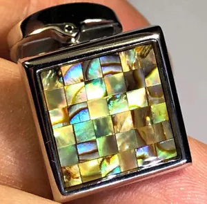 Regenbogen Schachbrett Abalone Inlay Manschettenknöpfe bunte Knebelrücken poliert T92 - Bild 1 von 12