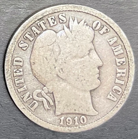 1910-D Barber Liberty Dime 10c rare old Denver silver collection great coin L132 Cover