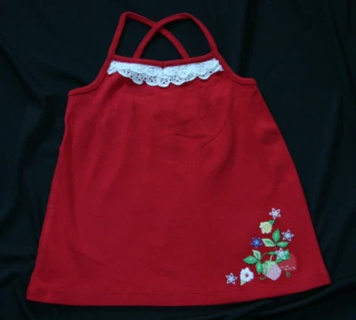 Gymboree STRAWBERRY FARM Red Knit Top Eyelet Trim NWT 5T - Image 1 of 2