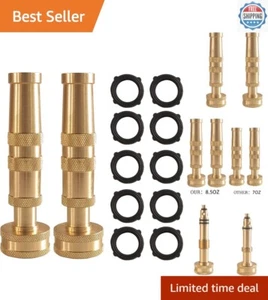 Adjustable Heavy-Duty Brass Garden Hose Nozzle with 10 Rubber Washers, 2 Pack - Picture 1 of 9