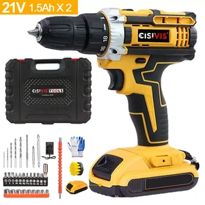 Electric Cordless Drill 21V Adjustable Drill Driver Set 1 Battery Home DIY Gift - Picture 1 of 13