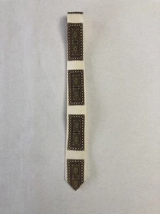 Corbata vintage Waldorf De Luxe 1 7/8” estrecha para hombre con estampado blanco - Imagen 1 de 5
