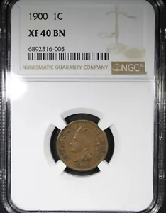 1900 Indian Cent NGC XF40 BROWN Circulated Crusty 1C - Picture 1 of 2