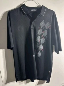 Tattoo Golf Black Collar Shirt Checkered Skull Print design Short Sleeve Polo  - Picture 1 of 8