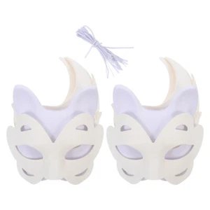 12 Pcs Hand Painted Mask Child Woman Animal Coloring Masks Masquerade - Picture 1 of 12