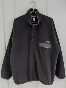 Patagonia Synchilla Snap T Pullover Uomo Giacca Pile Grande Nero L 25450 - Foto 1 di 8