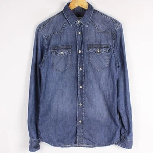 PEAK PERFORMANCE EDGE Men Denim Shirt Size S Slim Fit Blue Cotton Pockets ma7438 - Picture 1 of 8