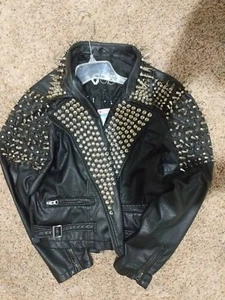 Giacca Moto Metallo Borchiato Donna XL NUOVA CON ETICHETTA PERSONALIZZATA BORCHIATA  - Foto 1 di 9