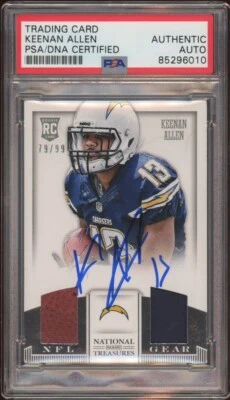 2013 National Treasures Keenan Allen Rookie NFL Dual Gear RPA Auto /99 Psa/Dna - Image 1 of 2