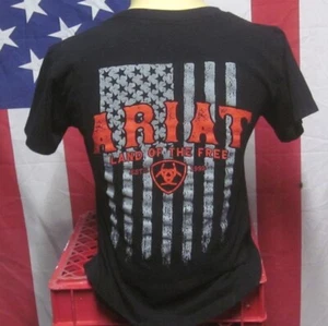 ARIAT youth small T shirt Land of the Free logo USA patriotic kids tee Old Glory - Picture 1 of 4