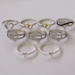 Lote de anillos de moda joyería corazones diamantes de imitación amor 8 piezas adolescente divertido lindo - Imagen 1 de 5
