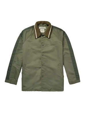 REMI RELIEF Nylon-Twill Coach Jacket Detachable Ribbed Collar Green Brown S Foto 1 de 4