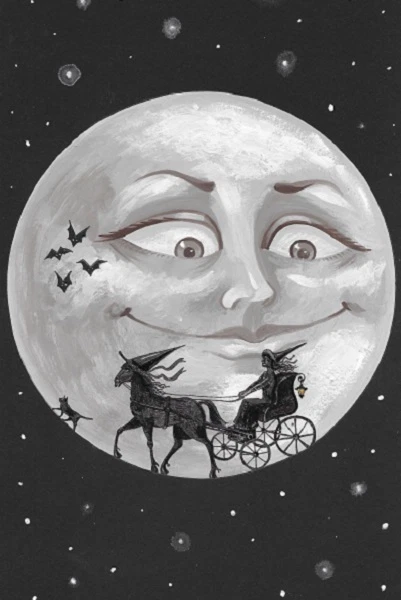 POSTAL HALLOWEEN 4X6 LE 14/100 RYTA ESTILO VINTAGE ARTE BRUJA GATO NEGRO LUNA 🌗 Foto 1 de 1