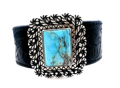 Brazalete Relios Carolyn Pollack Plata de Ley Cuero Toulado Turquesa Foto 1 de 4