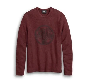Harley-Davidson Knit Pullover Sweater Maroon Burgundy Circle Logo in Black 96131 - Picture 1 of 2