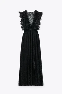 Zara Black Lace Dress Alexa Chung Style Size Small - Foto 1 di 8
