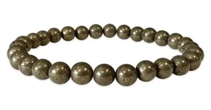 Bracelet Pyrite origine Pérou perles 6 mm - Imagen 1 de 1