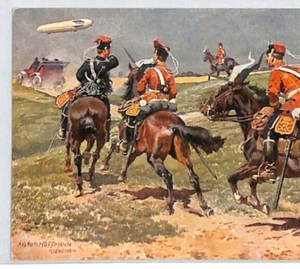GERMANY WW1 Airship ZEPPELIN Horses Cavalry ART Postcard ROYALTY {samwells}PG306 - Picture 1 of 12
