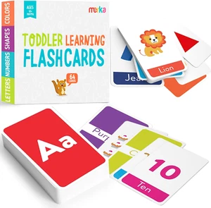 Toddler Flash Cards, Set of 64 Alphabet, Letters, Colors, Shapes and Numbers, Ba - Picture 1 of 12