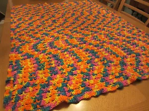 Handmade Crocheted Afghan throw 36 x 48 Rainbow of Colors - Picture 1 of 4