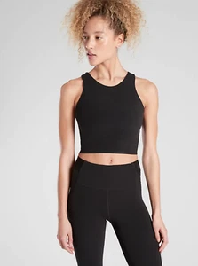 Athleta Conscious Crop D-DD Top In Powervita Poseidon Black XL #531221 NEW - Picture 1 of 2