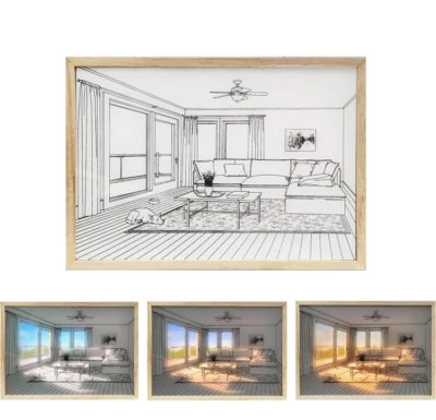 LED Paintings Light Up Wall Art 4D Painting Pictures Frames Canvas Dog - Image 1 of 4