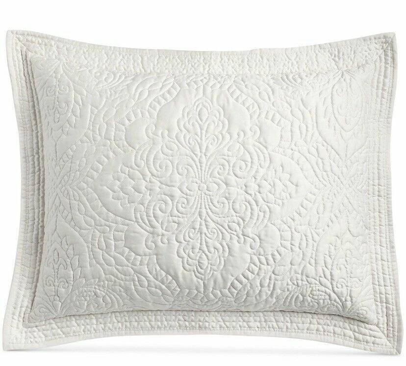 Martha Stewart Standard Pillow Sham Lush Embroidery Ivory E96304