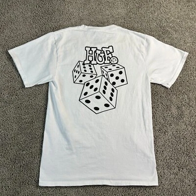 Camisa Huf Para Hombres Pequeña Blanca Negra Rollo de Dados Algodón Manga Corta Ropa de Calle Foto 1 de 4
