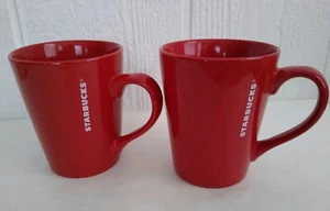 Starbucks Kaffeebecher Tasse 13 Oz rot mit weißem Schriftzug 2er Set Becher - Bild 1 von 6