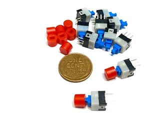 10 Stück rote Kappe 7x7mm Rasttaster Ein-Aus Schalter DIP-3pin Tastatur B10 - Bild 1 von 3