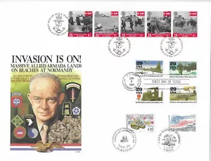 GROSSER FDC FLEETWOOD 50 ANNIVERSARY D-DAY TRIPLE CANCEL US/GB/FRANKREICH WUNDERSCHÖN - Bild 1 von 2