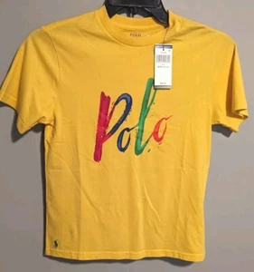 Polo Ralph Lauren Shirt Youth Spell out Yellow Tshirt Size Medium (10-12) - Picture 1 of 5