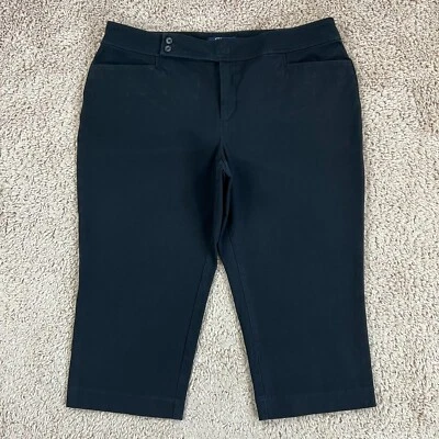 Pantalones capri CHAPS negros ajustados tiro medio sarga para mujer 18 bolsillos elásticos cremallera Foto 1 de 4