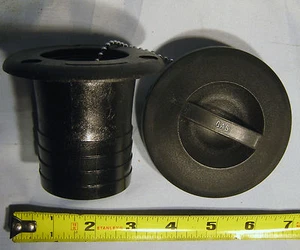 NOS Marine Keyless Boat Gas Fuel Nylon Deck Fill with  2" O.D Neck, Chain - Foto 1 di 1