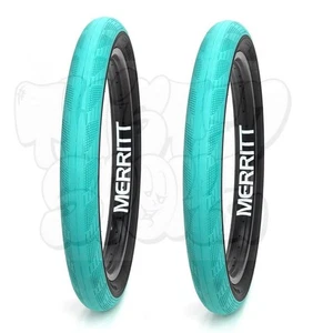 PAIR Merritt Brandon Begin Phantom BMX Bike Street Tires 20 x 2.5 Aqua Fresh - Picture 1 of 2