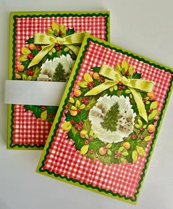 Posten unbenutzt Vintage Manhattan USA MCM Weihnachtskranz 14 Karten & 12 Umschläge Set - Bild 1 von 4