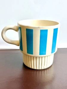 Vintage McCoy Blue Striped Stacking Coffee Mugs Marked USA - Picture 1 of 4