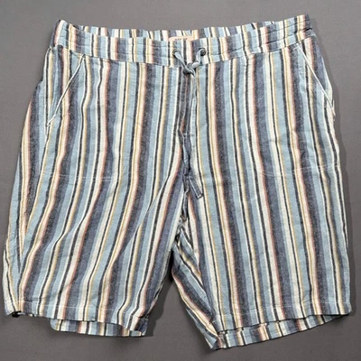 Per Se Linen Blend Striped Drawstring Shorts Casual Comfy 1X - Image 1 of 3