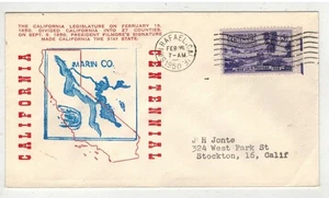 1950 CALIFORNIA CENTENNIAL SERIES HISTORIC CACHET SAN RAFAEL MARIN COUNTY #954 - Picture 1 of 2
