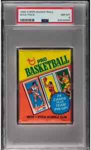 1980 Topps Baloncesto Paquete de Cera Sin Abrir PSA 8 Casi Nuevo-Como Nuevo Magic Bird RC? - Imagen 1 de 2