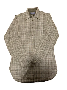 Vintage 100% Wool Pendleton Mens Striped Button Up Shirt Medium Brown Plaid - Picture 1 of 4